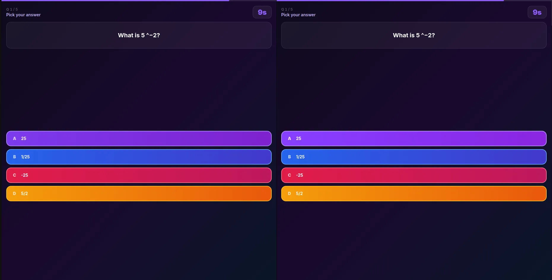 Player question screen